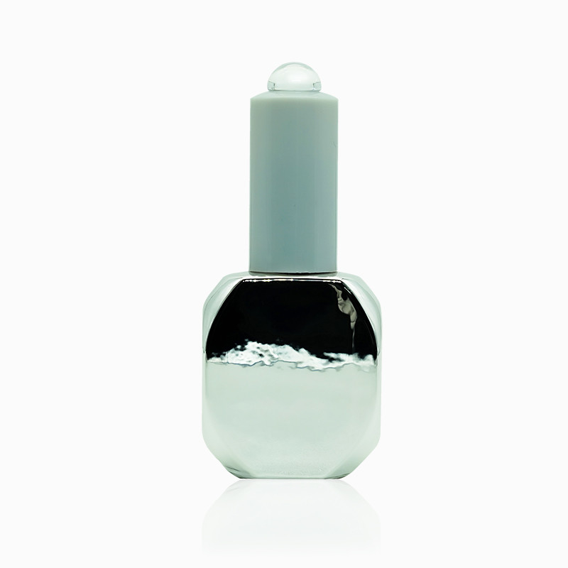8ml 10ml Electroplated Silver Nail Polish Glass Bottles With Brush Cap